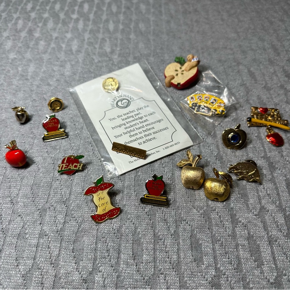 Assorted Teacher Brooch / Pin collection Apples Education